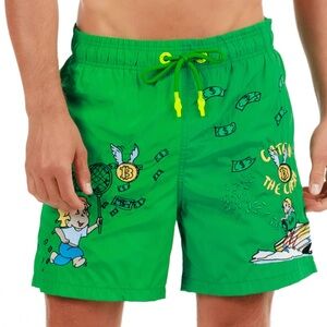 Bain de Mer St Tropez Mens Catch the Dollar Swim Trunks Green Bitcoin 2XL NWT
